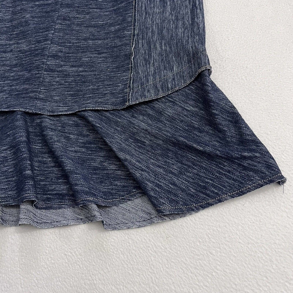 Zoa Anthropologie Women Stretch Blue Denim Raw Hem Cowl Neck Sleeveless Dress S - Picture 8 of 9